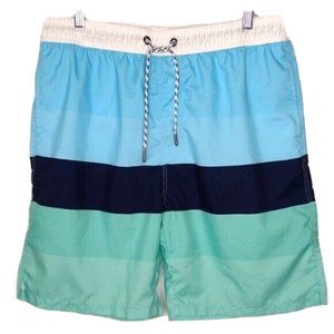 Snapper Rock Color Block Green White Blue Swim Trunks Men Large 34